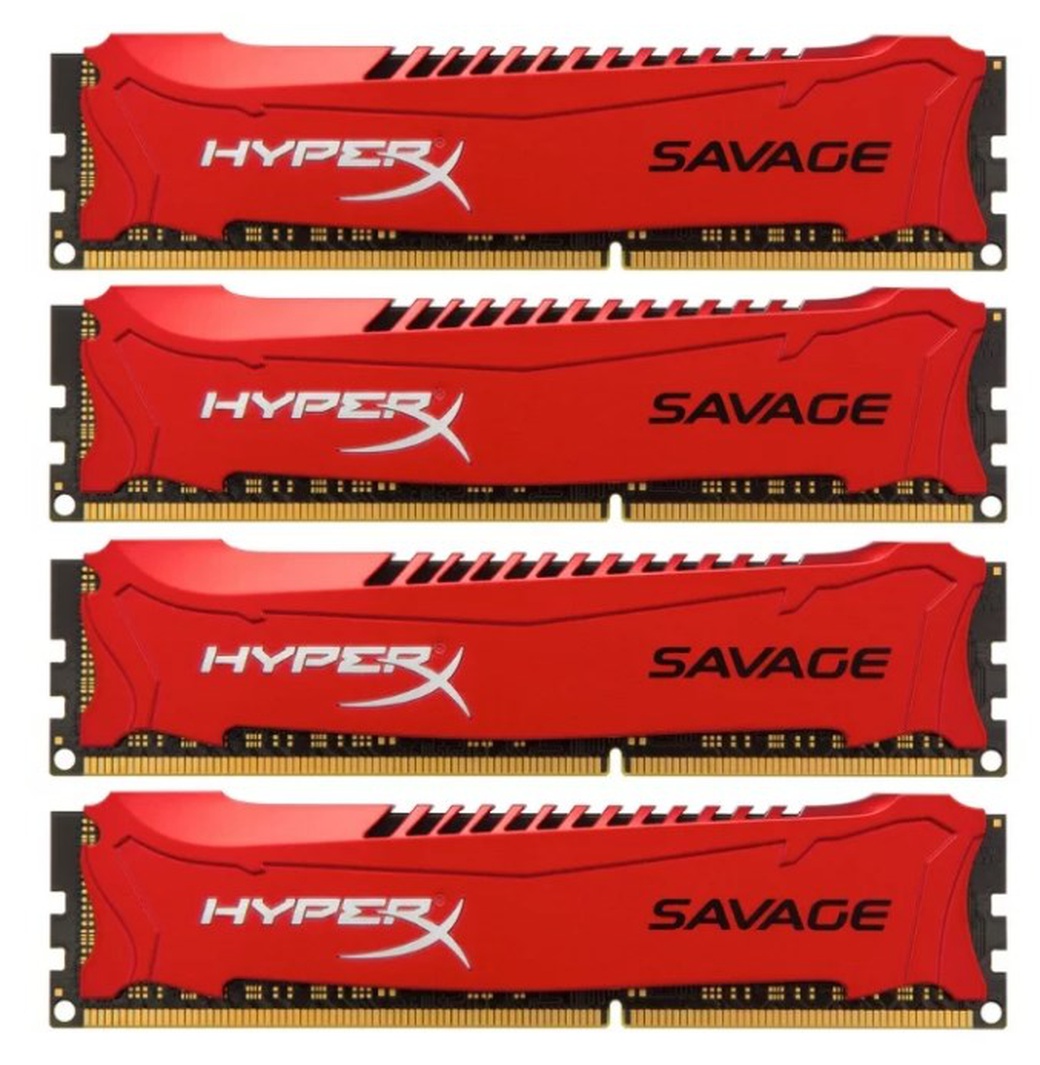 Память оперативная Kingston DDR3 32GB 1600MHz DDR3 CL9 DIMM (Kit of 4) XMP HyperX Savage Red фото