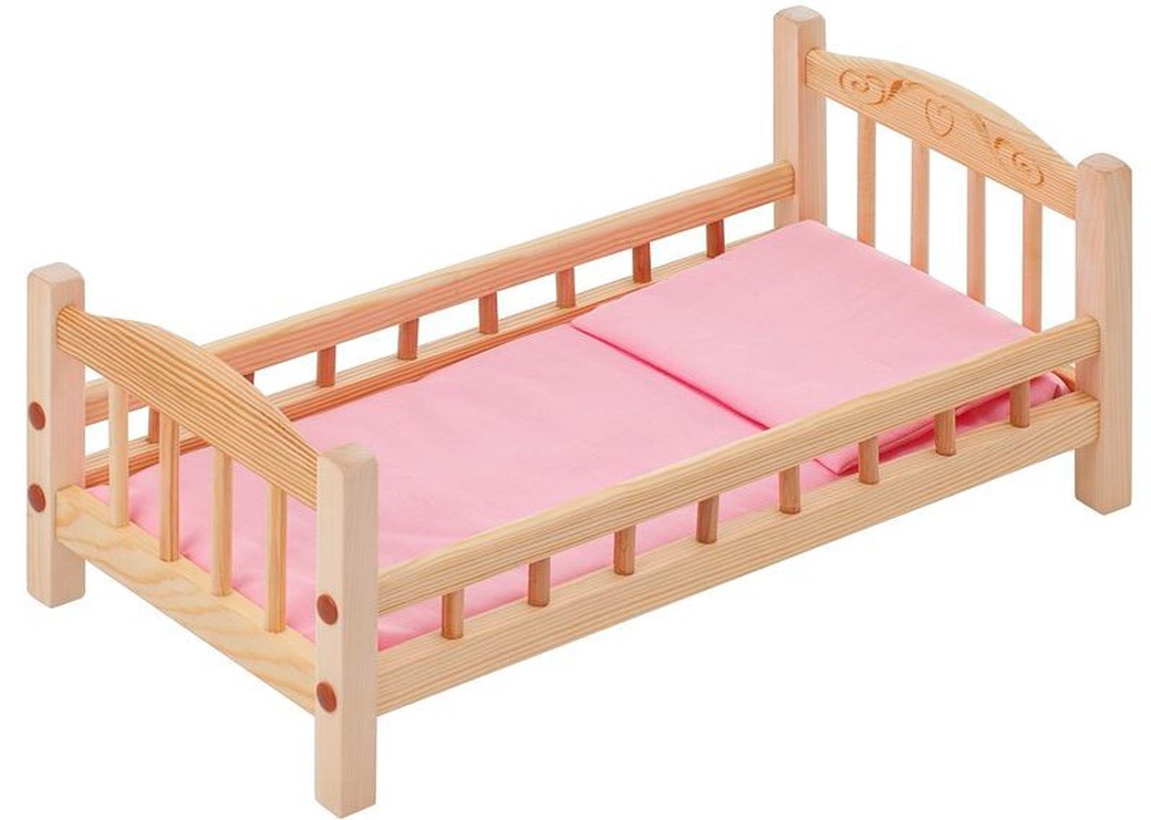 Paremo Классическая кроватка для кукол, розовый текстиль фото
