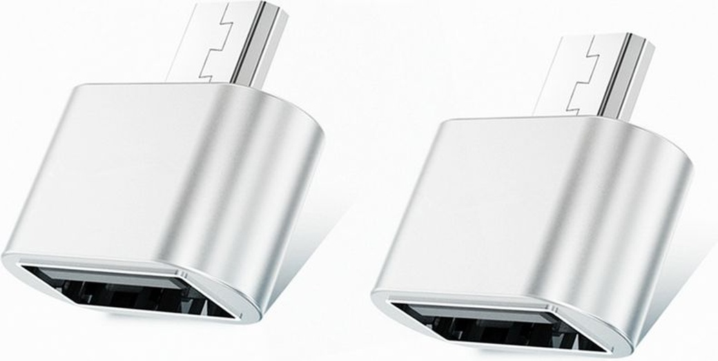 Адаптер TOCHIC USB к Micro USB, 2 шт., серебристый фото