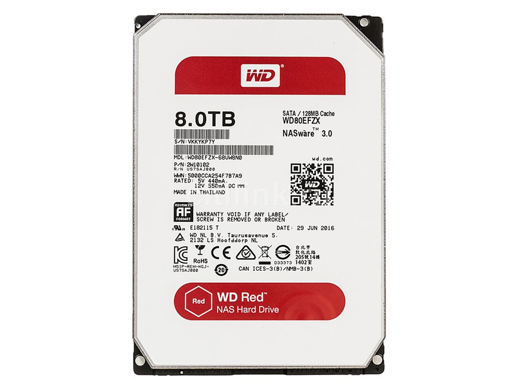 Жесткий диск Western Digital WD Red 8Tb 3,5" 7200RPM 128MB (SATA-III), WD80EFZX фото