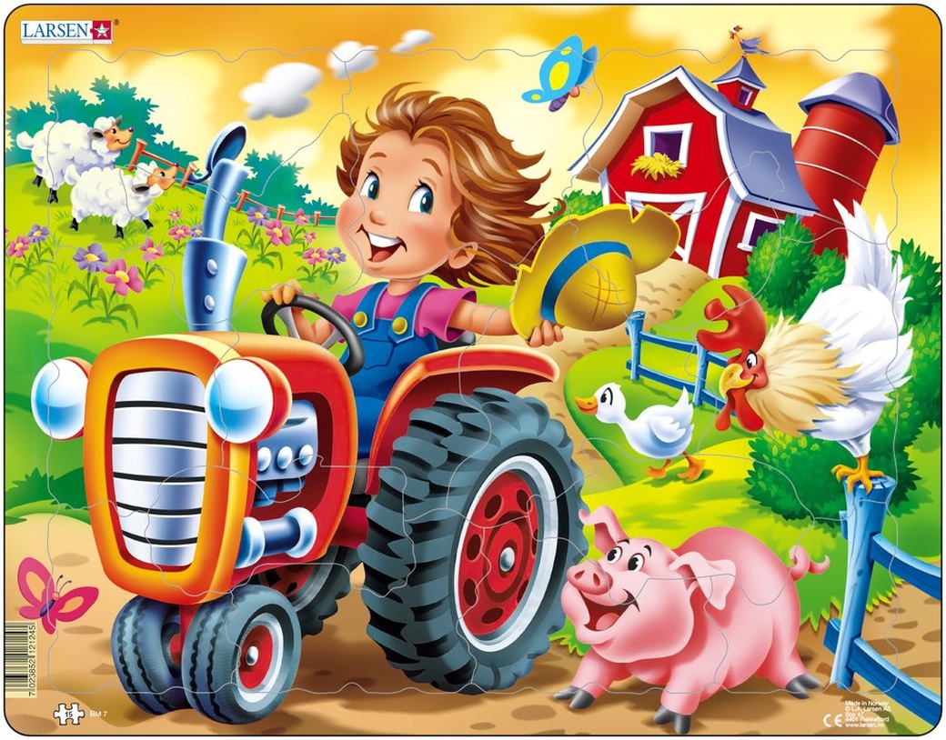 Larsen пазл Дети на ферме. Трактор BM7 фото