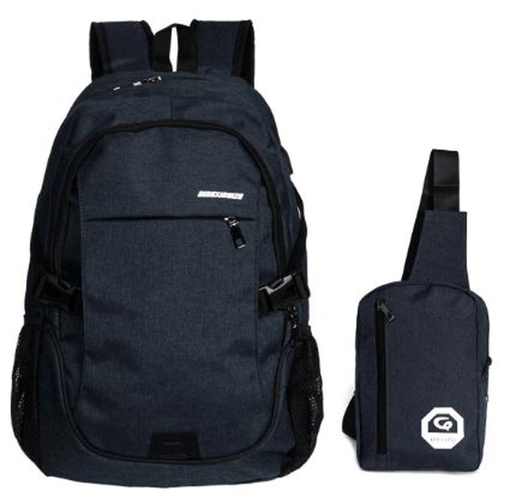Рюкзак для ноутбука с портом для заряда, синий фото