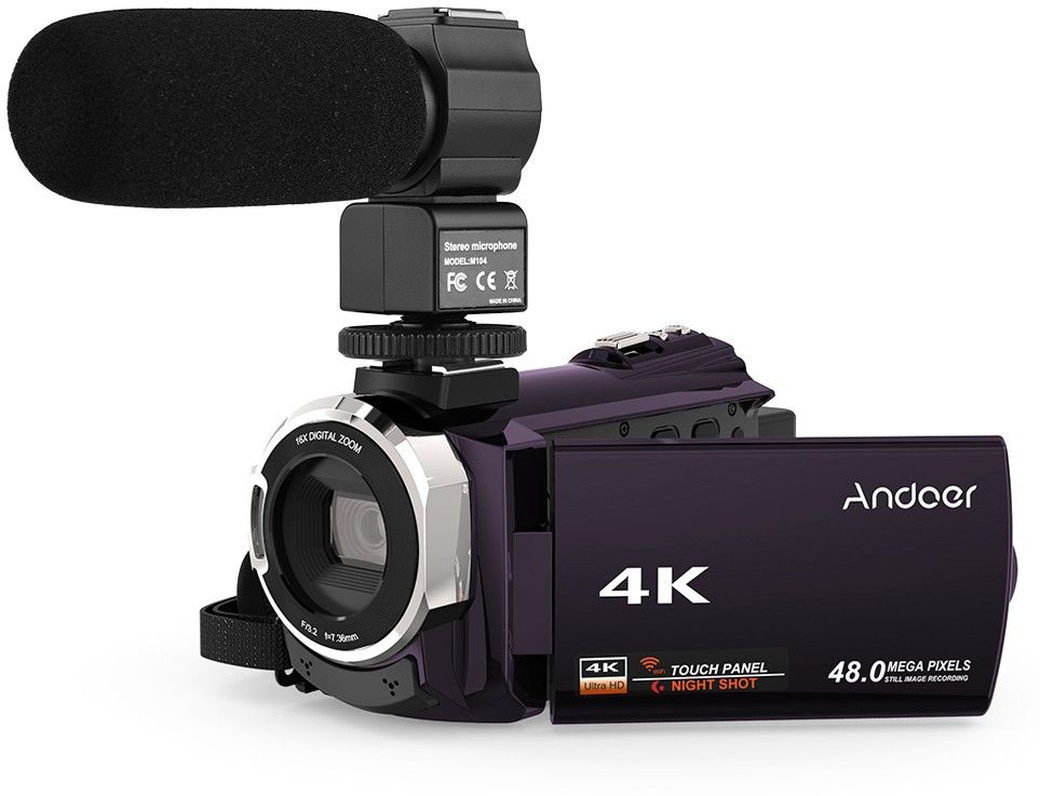Видеокамера Andoer 524KM 4K 1080P 48MP WiFi с микрофоном, кофе фото