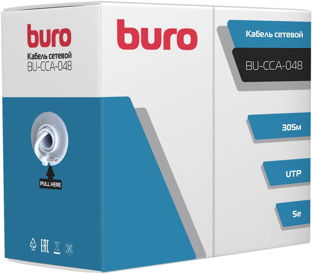 Кабель сетевой Buro UTP cat5E 4 пары 305м, серый (BU-CCA-048) фото