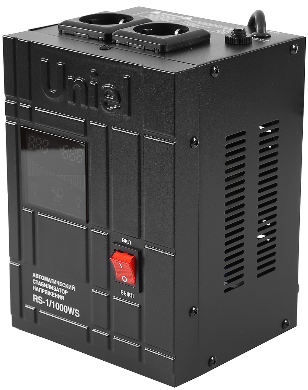 Стабилизатор напряжения Uniel RS-1/1000WS однофазный, цифровой 220В 600Вт вх.:125-270В фото