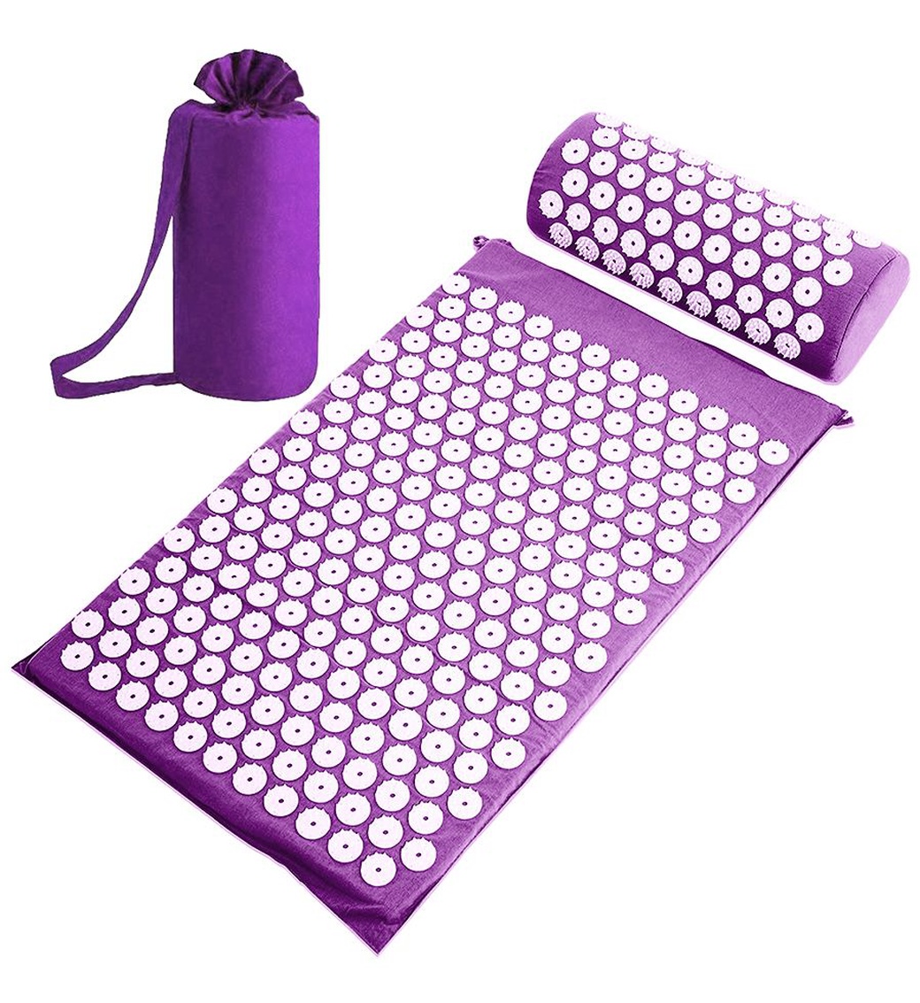 Набор: коврик и валик для акупунктуры CleverCare, цвет фиолетовый фото