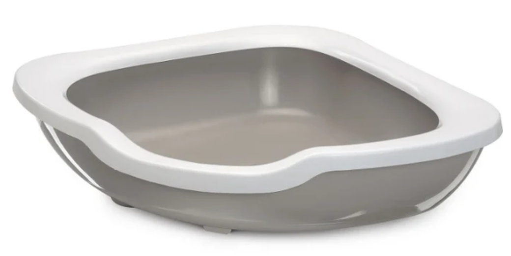 Туалет-лоток для кошек IMAC угловой FRED 51х51х15,5 см светло-серый фото