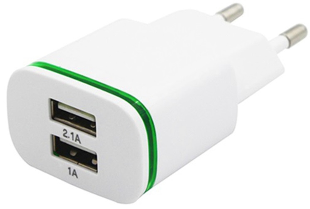 Адаптер питания x2 USB (2.1А/1А), белый фото