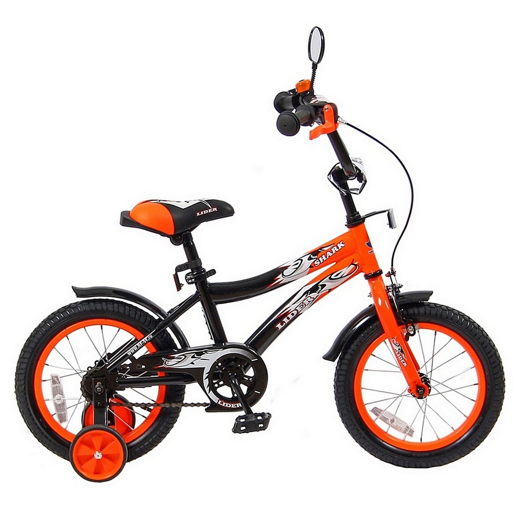 Velolider Lider 14A-1487 Shark - двухколесный велосипед оранжевый-черный фото