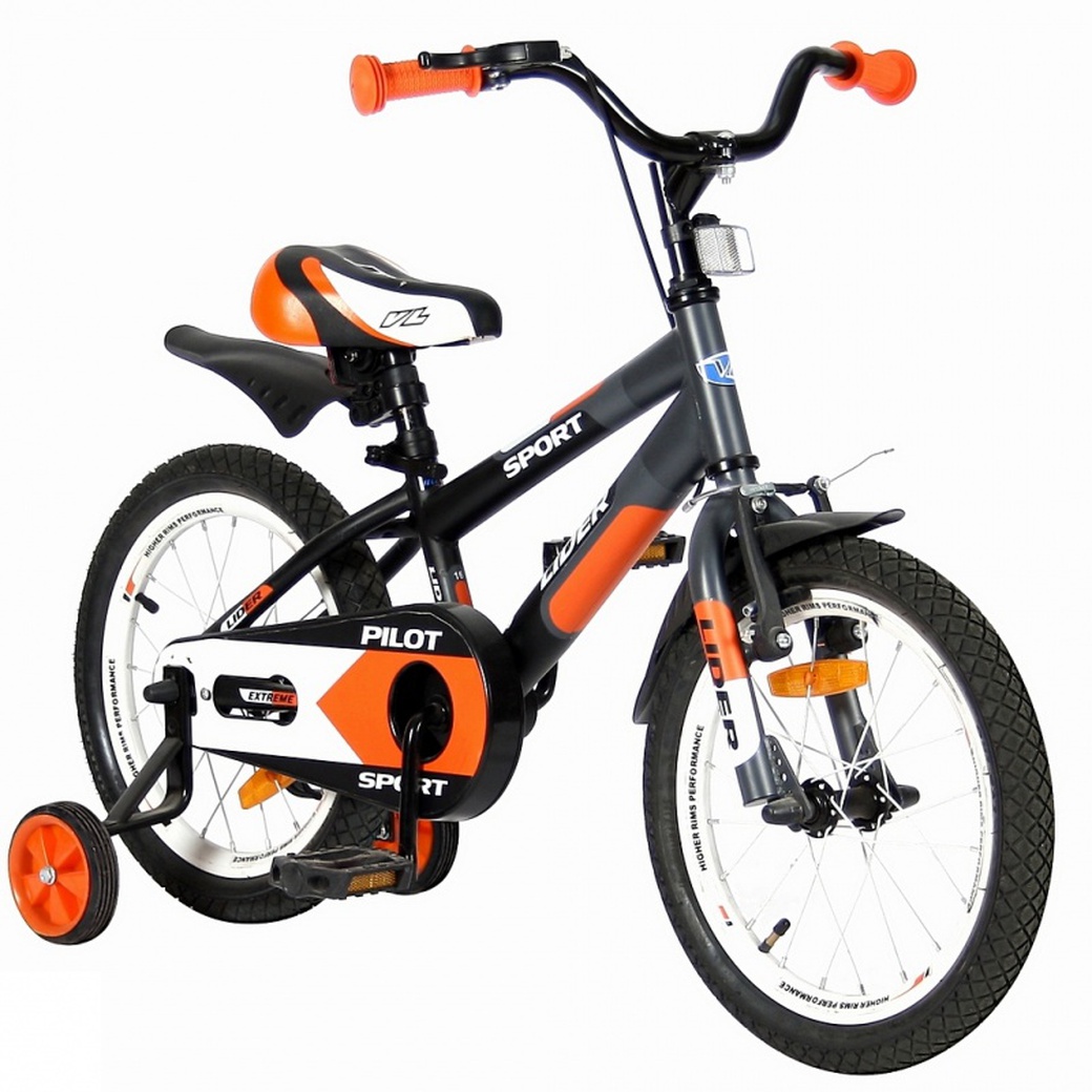 Velolider Lider LP14HO Pilot - двухколесный велосипед черный-оранжевый фото