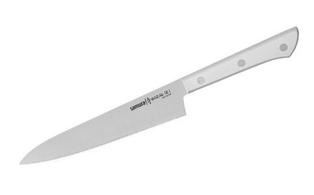 Нож кухонный "Samura HARAKIRI" SHR-0024W/K универсальный серрейтор 150 мм фото
