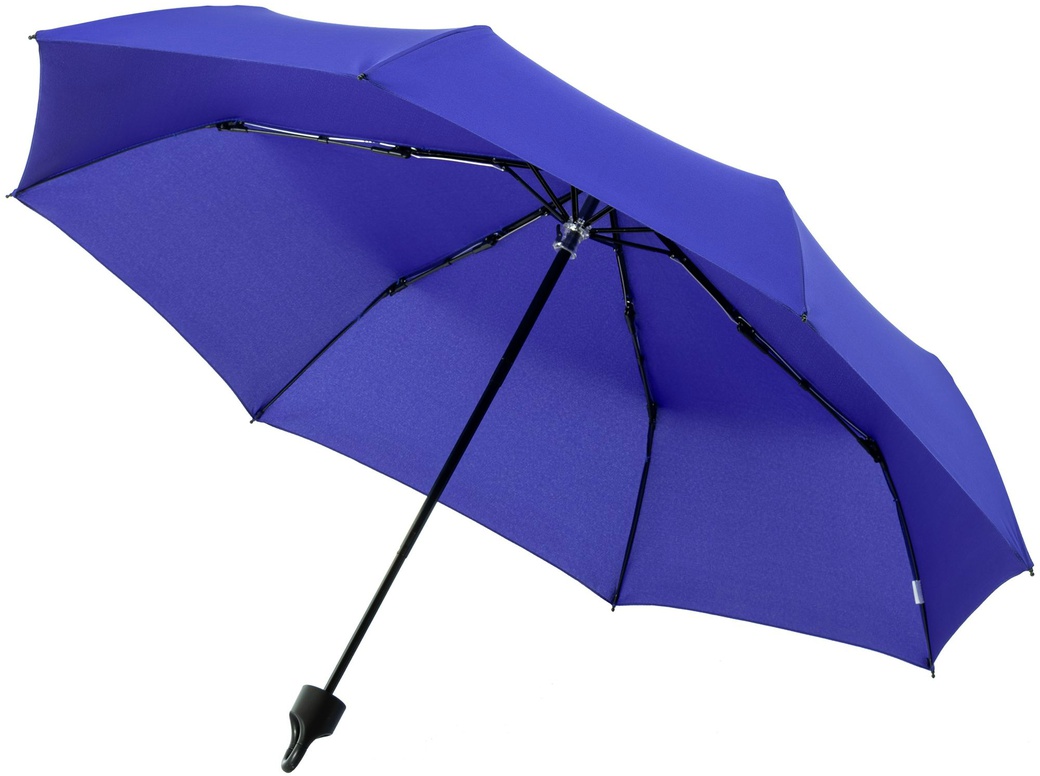 Зонт складной Clevis с ручкой-карабином, ярко-синий фото