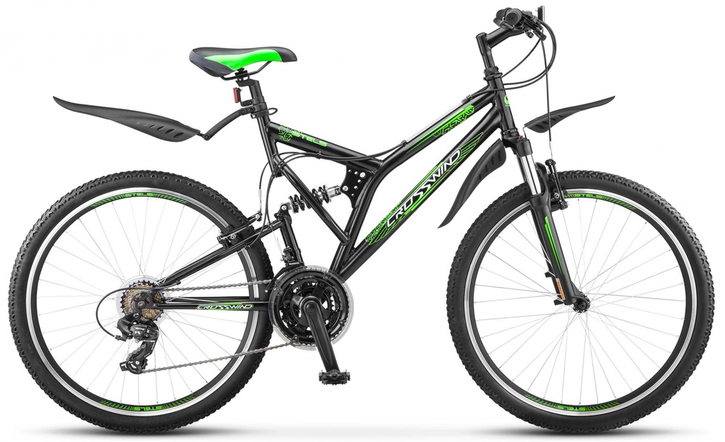 Велосипед Stels Crosswind V 21 sp Z010 Черный/Салатовый (LU084624) 20" фото
