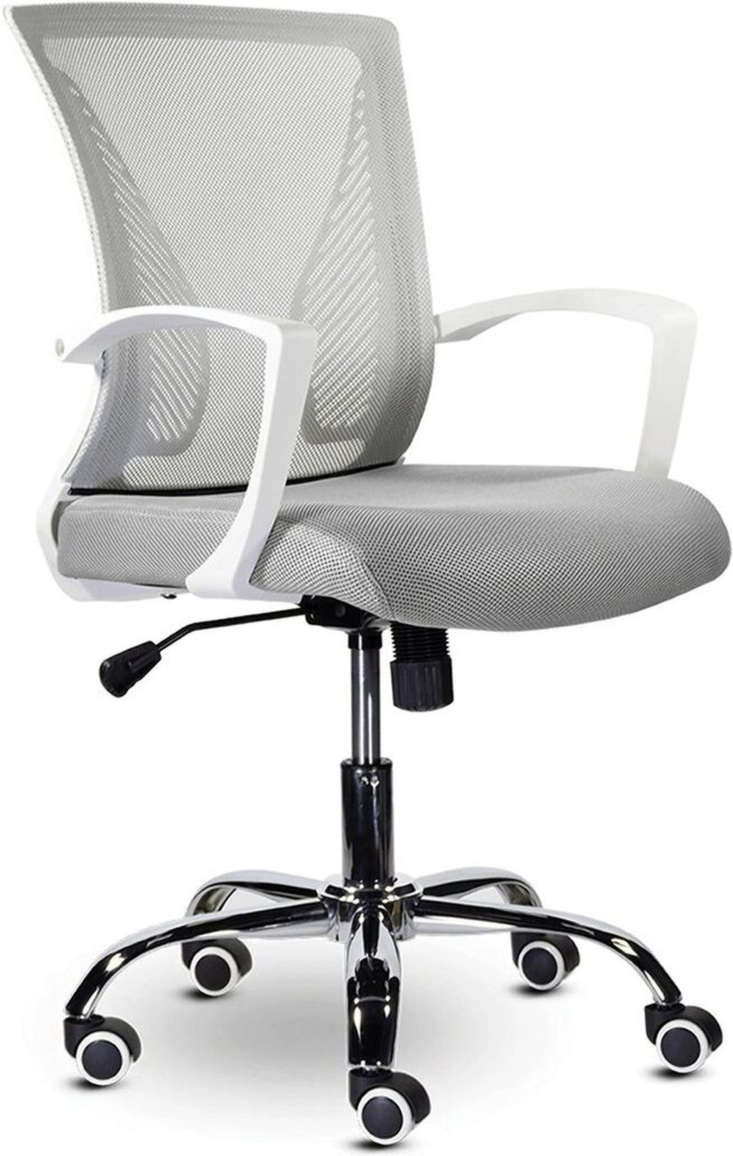 Кресло BRABIX Wings MG-306, пластик белый, хром, сетка, серое, 532012 фото