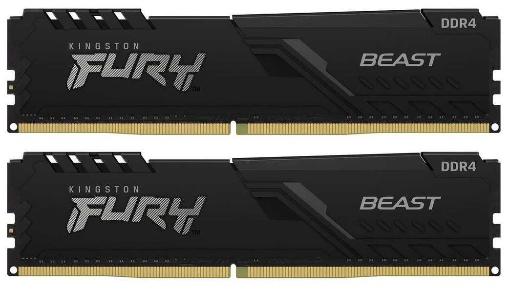 Память оперативная DDR4 32Gb (2x16Gb) Kingston Fury Beast Black 3200MHz CL16 (KF432C16BBK2/32) фото