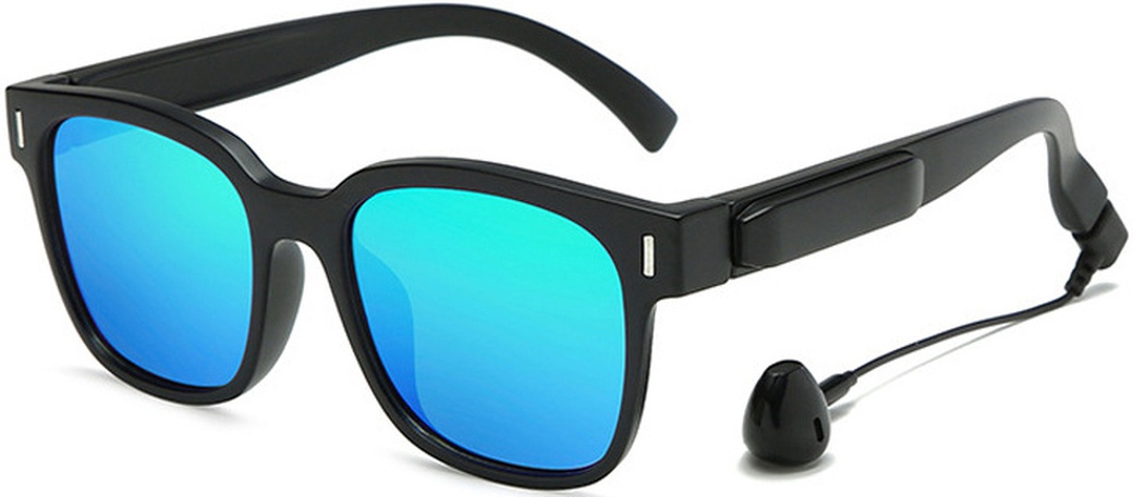 Умные очки с наушниками, черно-синий фото