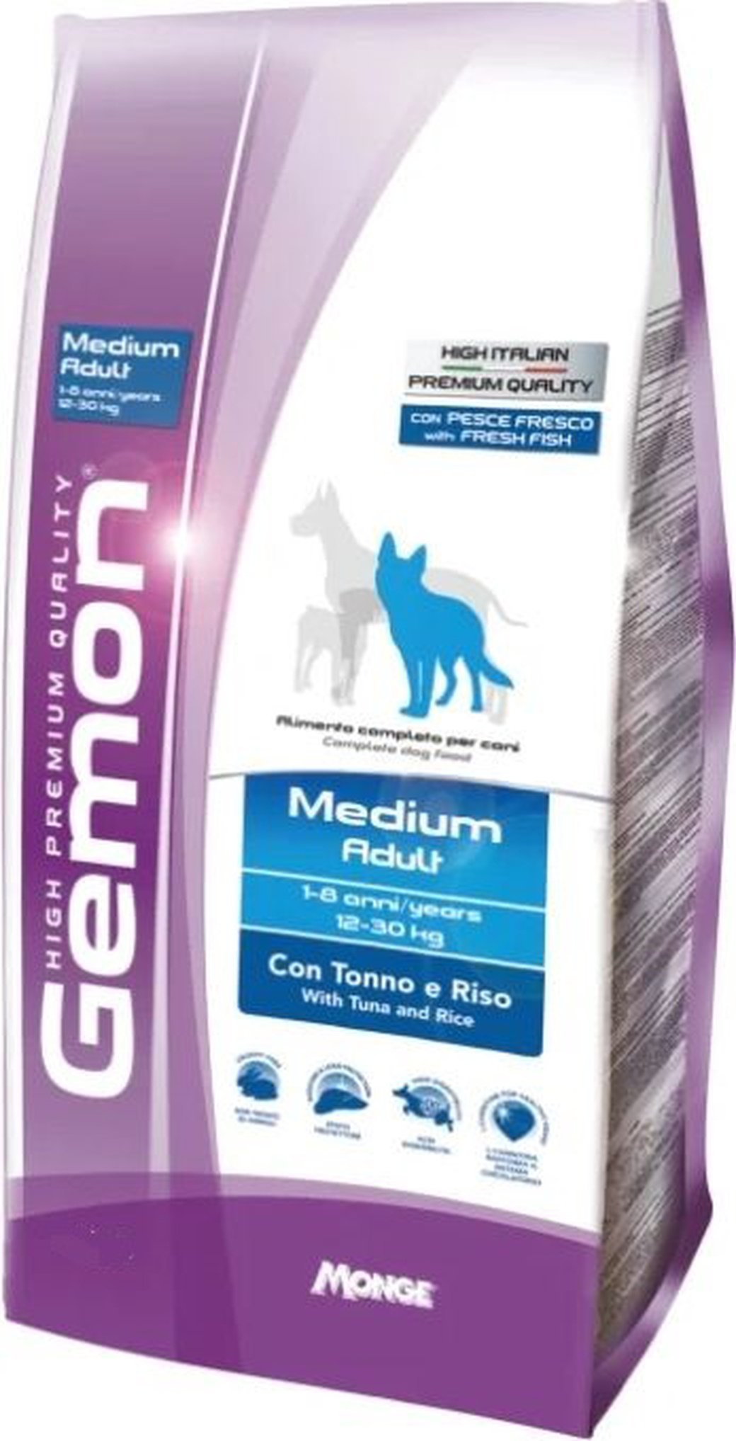 Gemon Dog Medium корм для взрослых собак средних пород тунец с рисом 3 кг фото