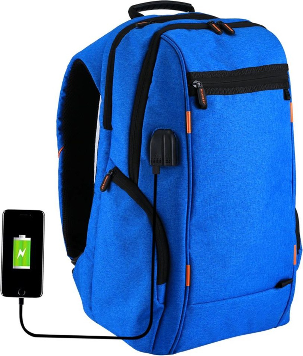 Прогулочный рюкзак с USB портом, синий фото