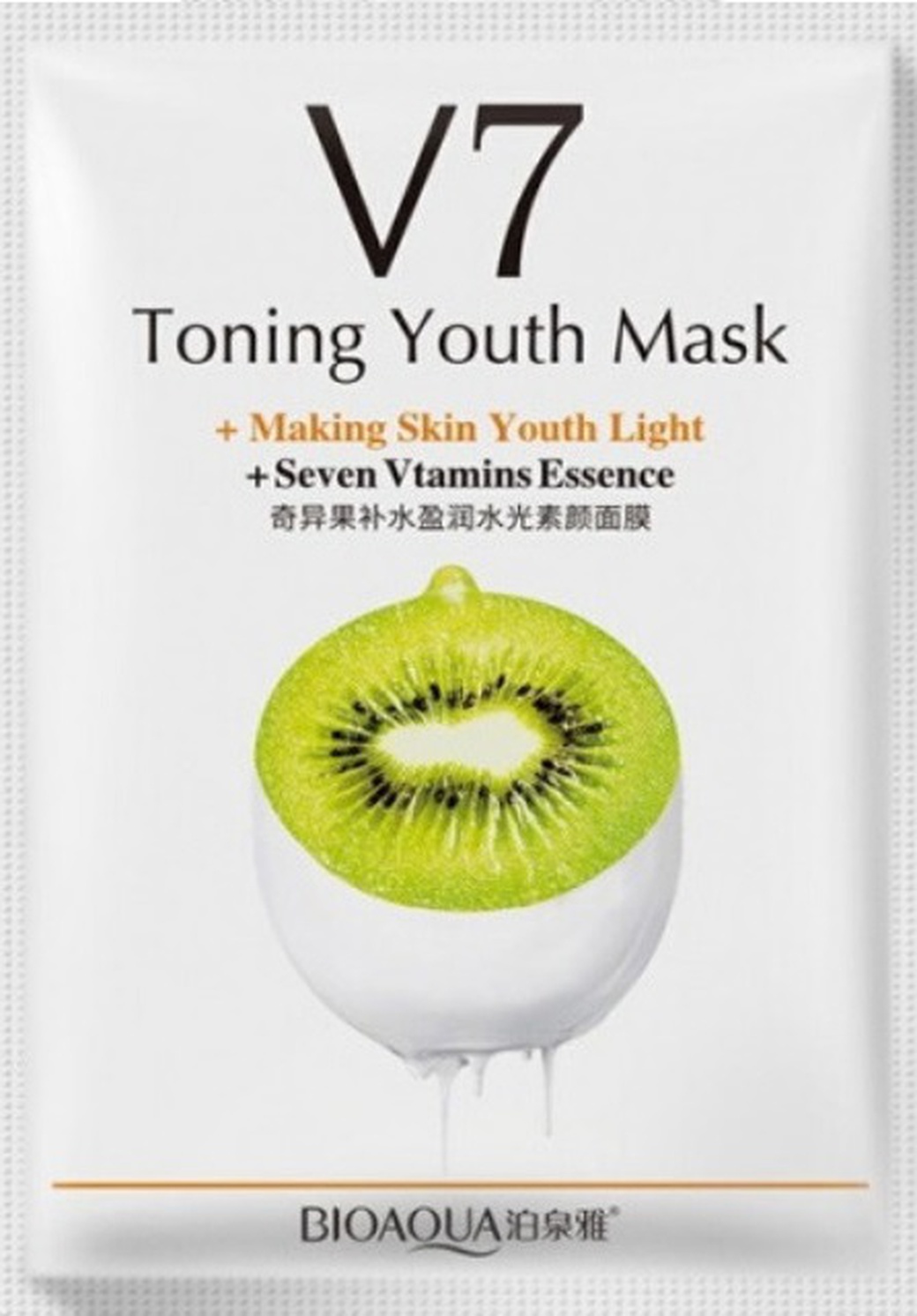 Омолаживающая тканевая маска для лица Bioaqua с комплексом витаминов V7 и экстрактом киви фото