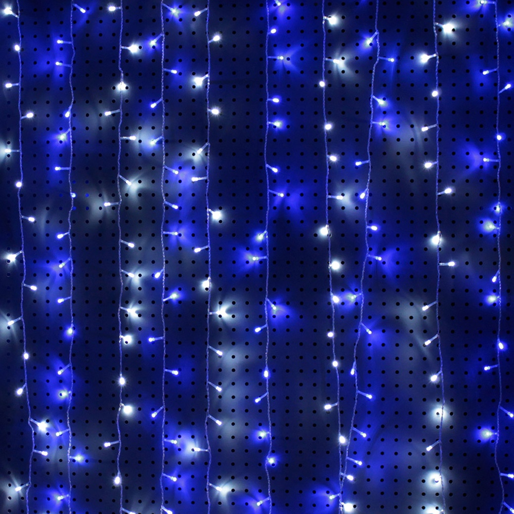 Световой занавес Sh Lights, 368 синих/белых светодиодов, 16 нитей, последоват. подкл. (до 8 гирлянд), LDCL368-BW-E фото