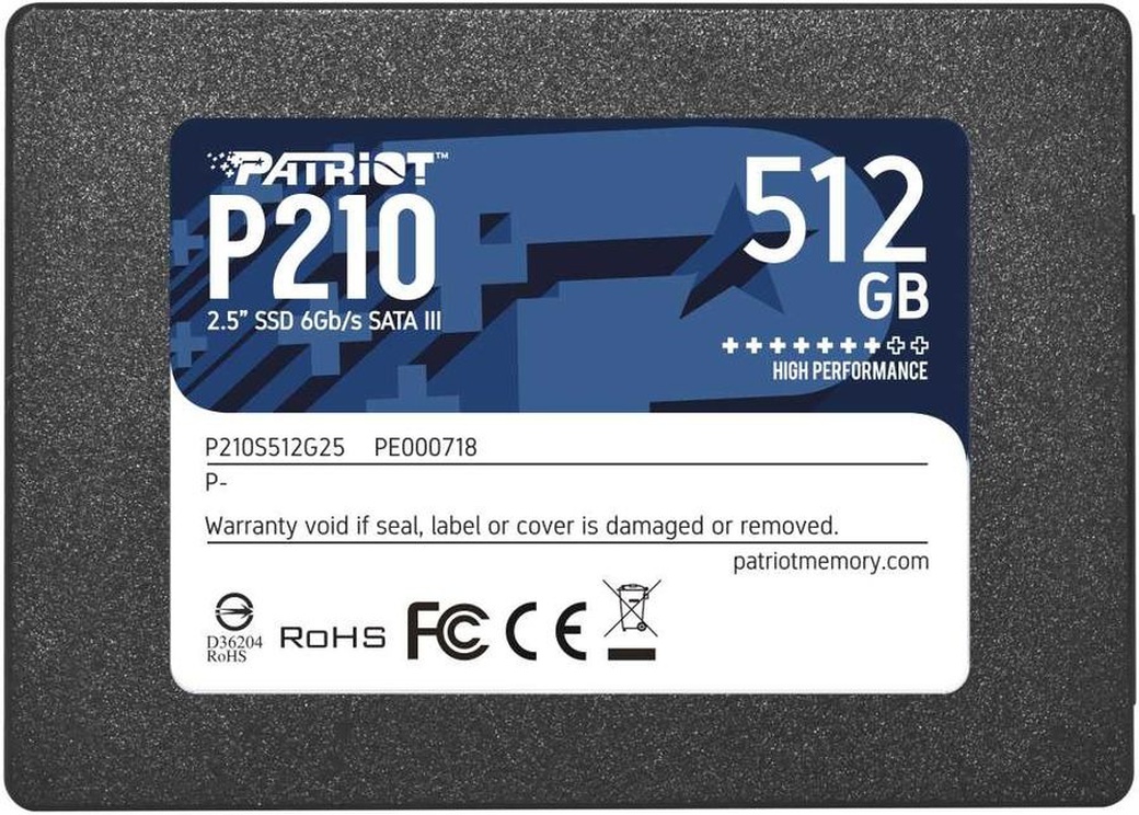 Накопитель SSD 2.5" Patriot 512GB P210 <P210S512G25> (SATA3, up to 520/430Mbs, 3D TLC, 7mm) фото