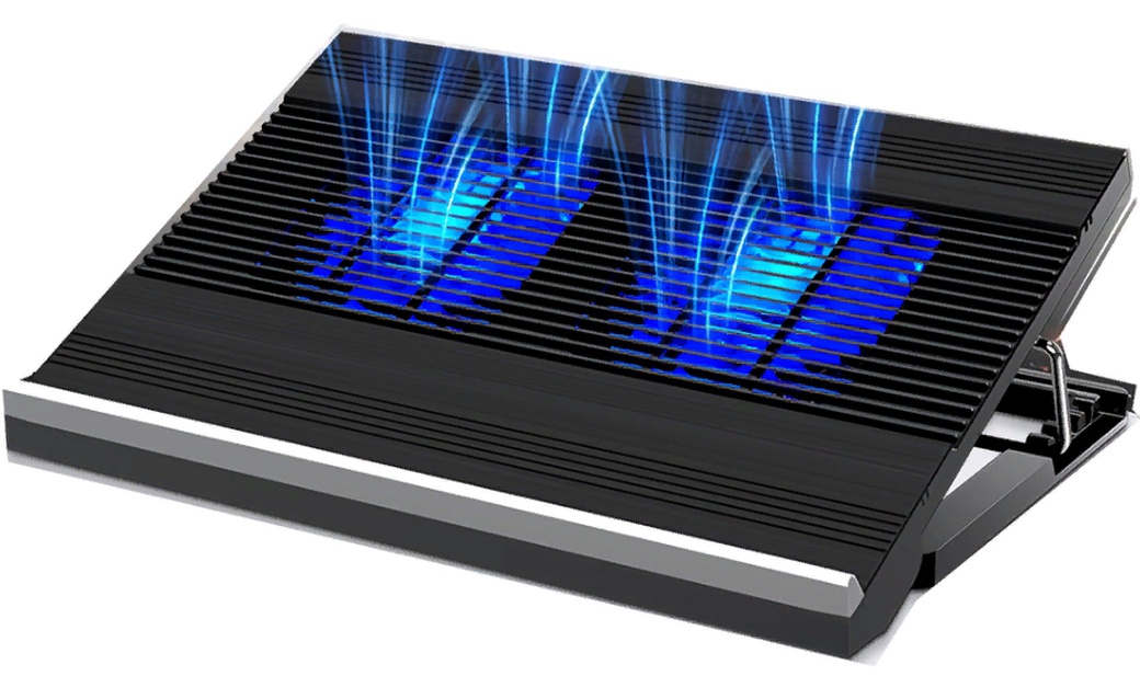 Охлаждающая подставка для ноутбука 10-17“, 2 вентилятора, от сети, черный фото