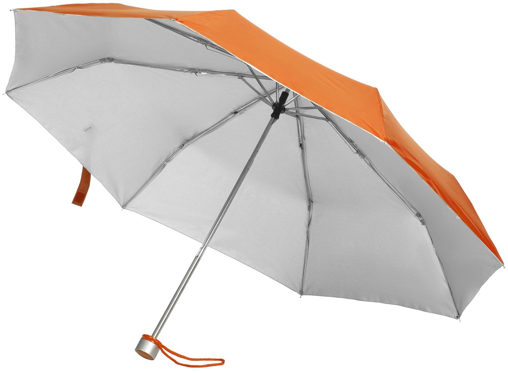Зонт складной Silverlake, оранжевый с серебристым фото