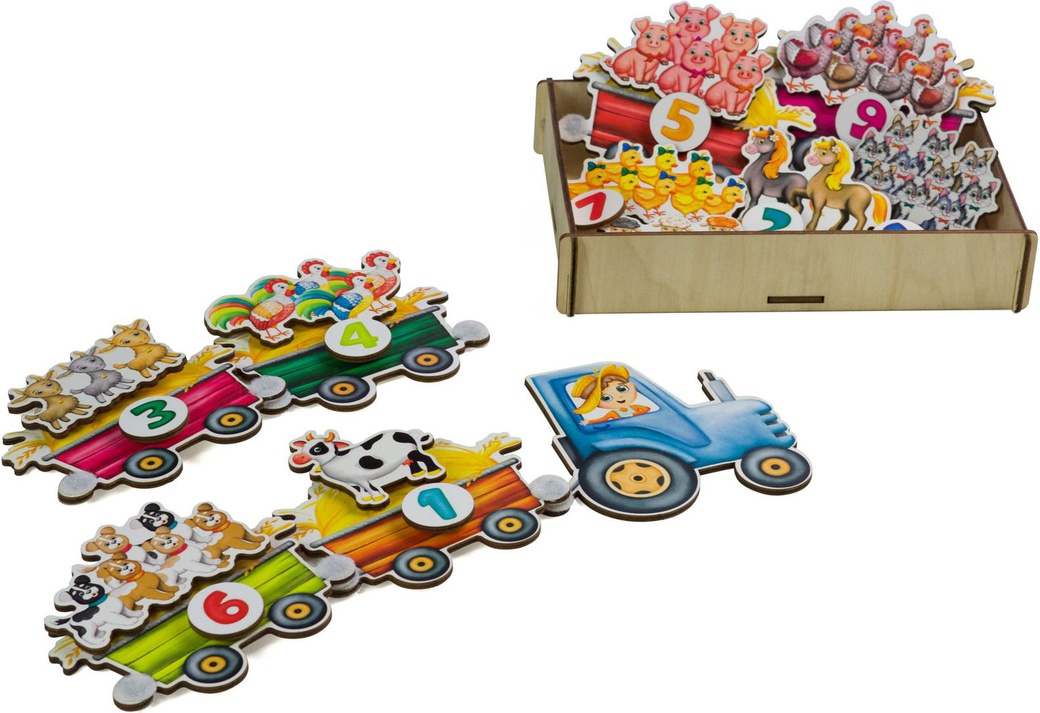 Игровой набор PAREMO Липучка Трактор с животными фото