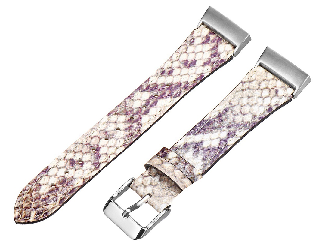 Ремешок для браслета Fitbit Charge 3, кожаный, коричневый, змеиная кожа фото
