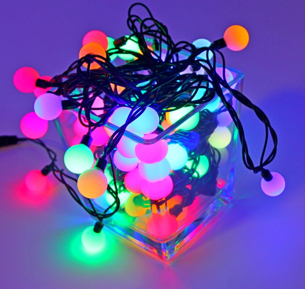 Гирлянда Sh Lights "Шарики цветные", мигающая, 100 разноцветных светодиодов, последоват. подкл. (до 3 гирлянд), уличная, OLDBL100-M-E фото