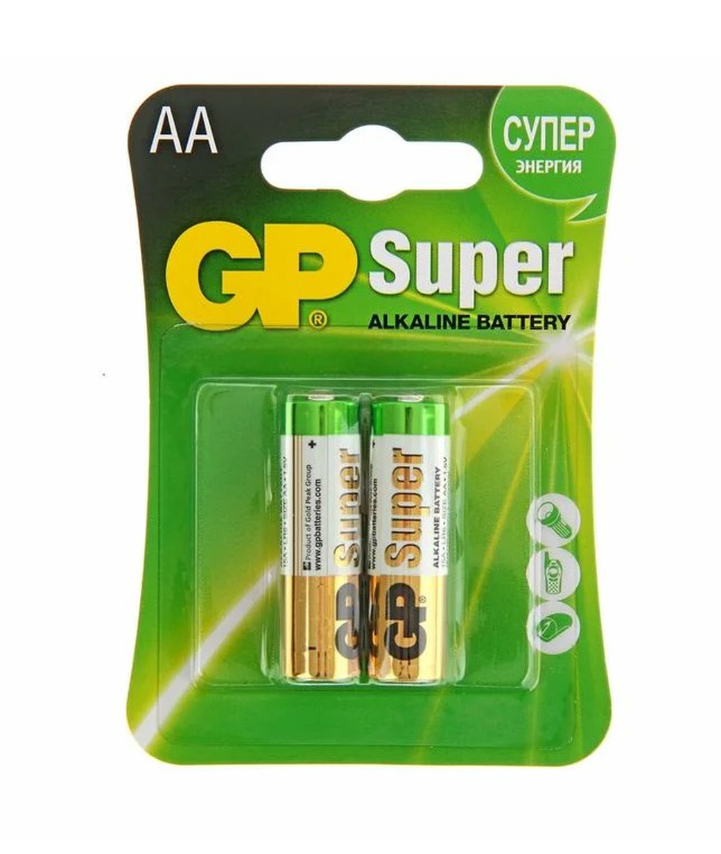Батарейка щелочная GP LR6 (AA) Super Alkaline 1.5В блистер 2 шт фото