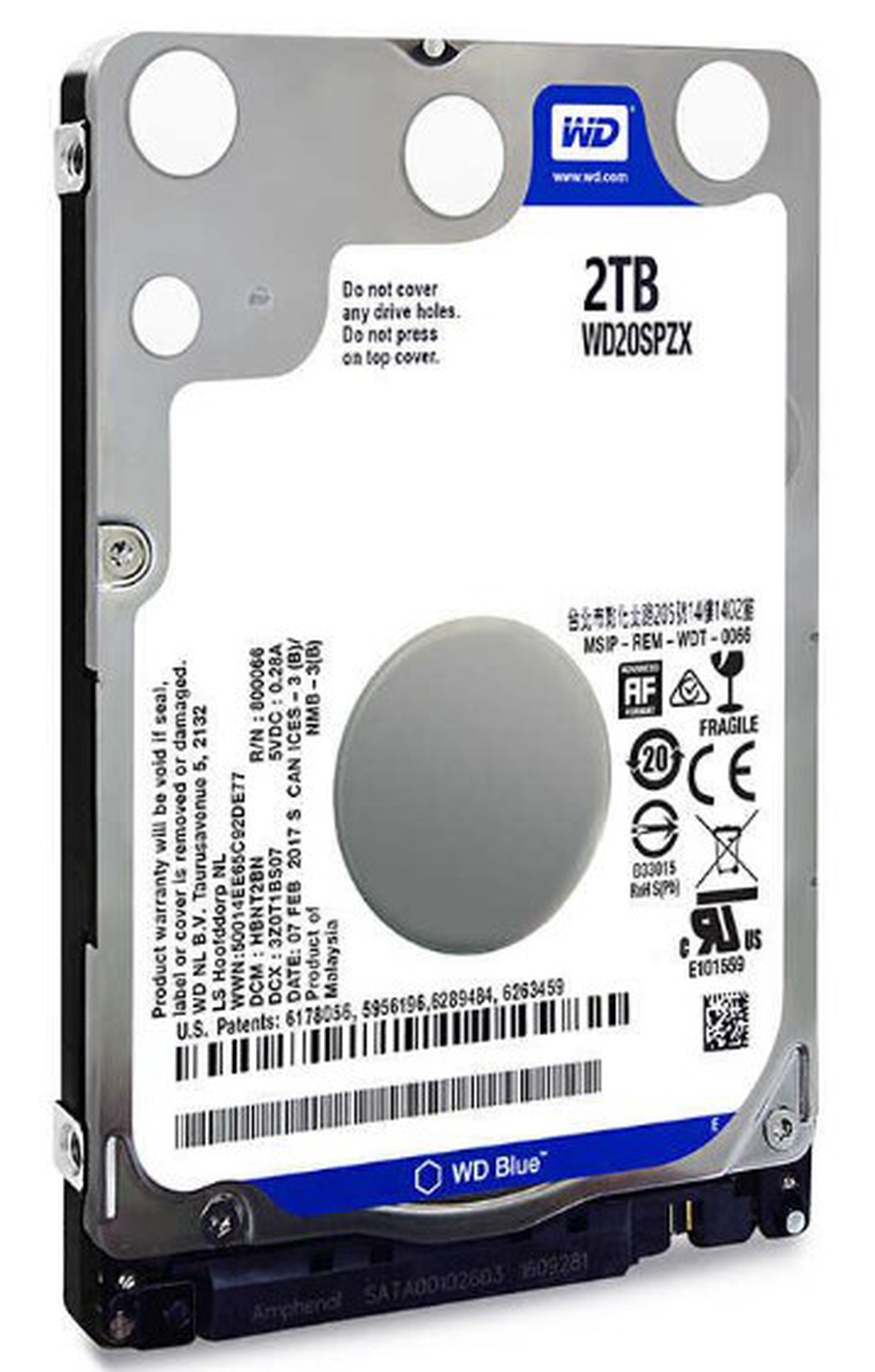 Жесткий диск HDD 2.5" Western Digital <WD20SPZX> 2.0Tb, SATA3, 5400rpm, 128Mb, 7mm (синий) фото