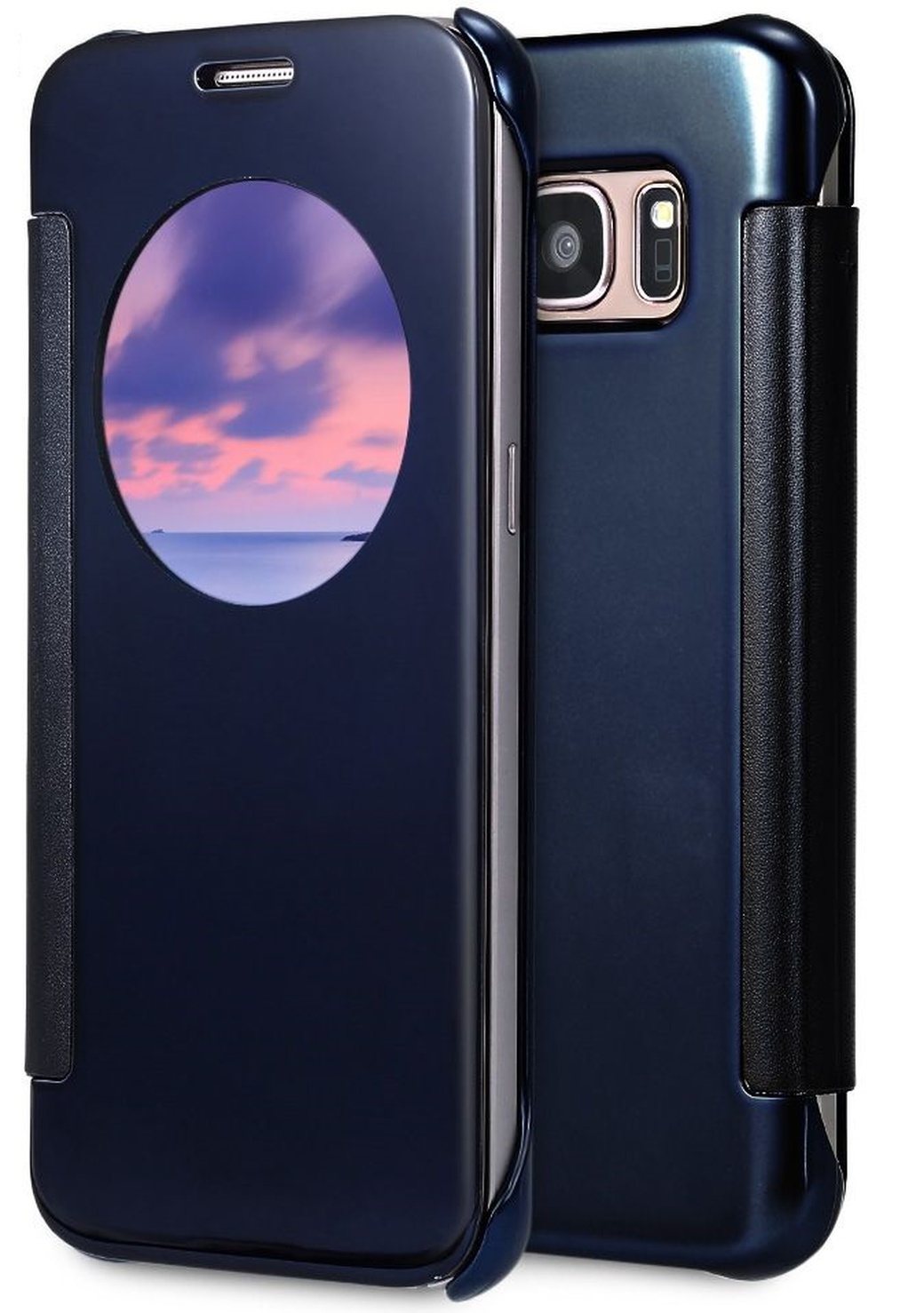 Умный чехол-книжка с функцией сна для Samsung Galaxy S7, темно-синий фото