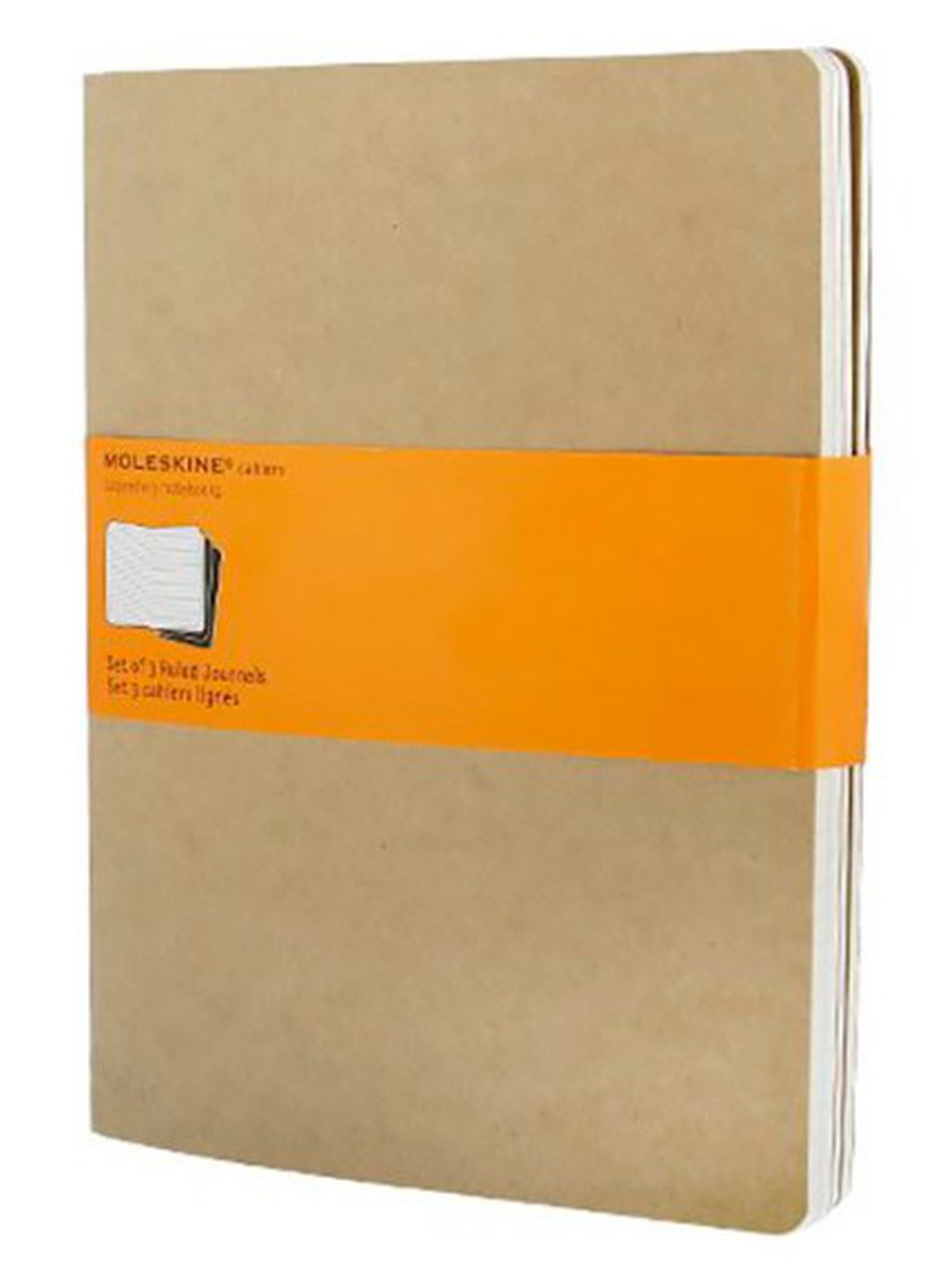 Набор 3 блокнота Moleskine Cahier Journal XL, цвет бежевый, в линейку фото