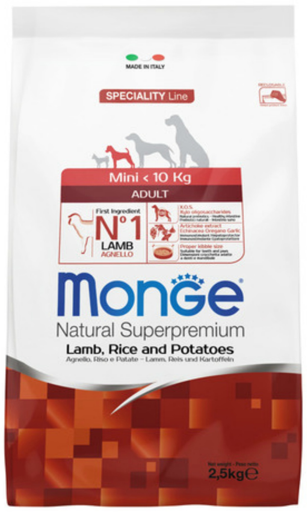 Monge Dog Speciality Mini корм для взрослых собак мелких пород ягненок с рисом и картофелем 2,5 кг фото