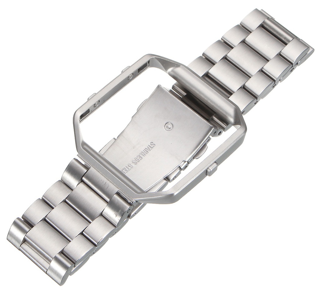 Ремешок для браслета Bakeey для Fitbit Blaze, нержавеющая сталь, с накладкой, серебро фото
