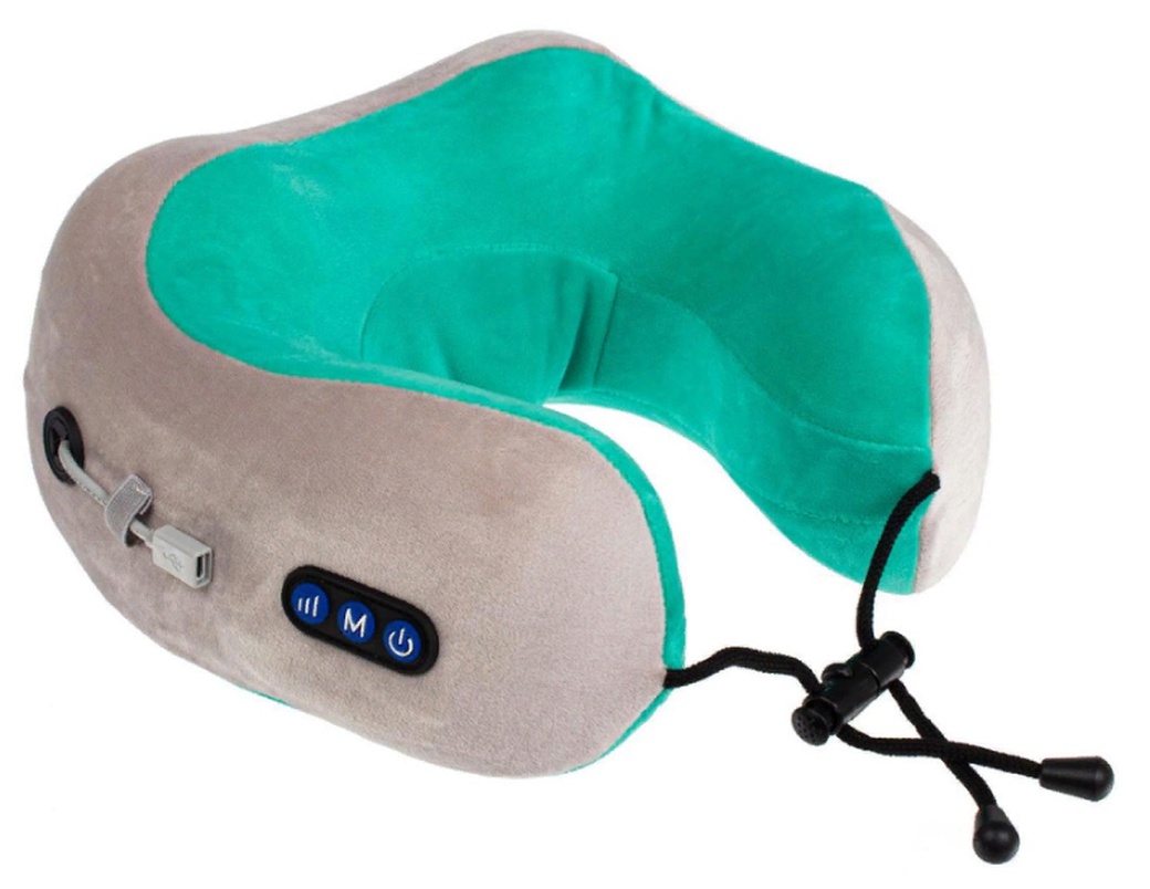 Массажная подушка для шеи с завязками Bradex, серо-зелёный фото
