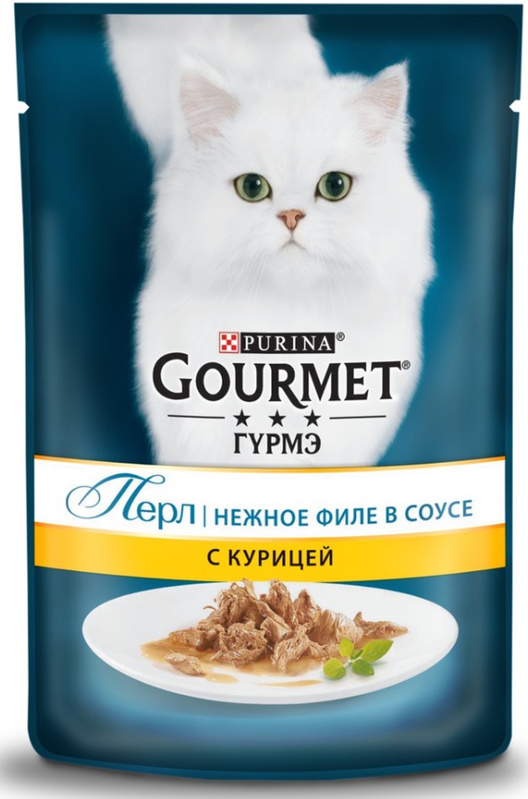 Консервы для кошек Gourmet Perle,кусочки в подливе с курицей, 85г*24 шт. фото