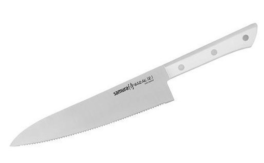 Нож кухонный "Samura HARAKIRI" SHR-0086W/K Шеф серрейтор 208 мм, корроз.-стойкая сталь фото