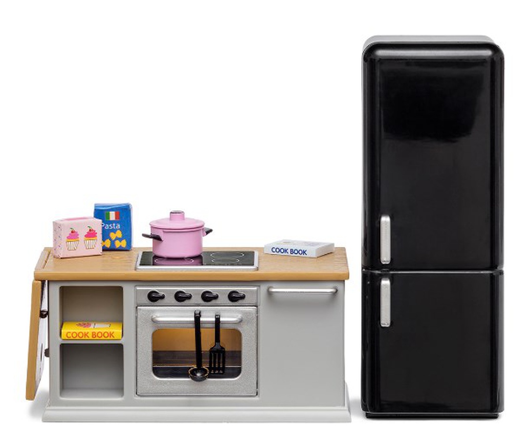Набор мебели для домика Lundby Кухонный остров и холодильник фото