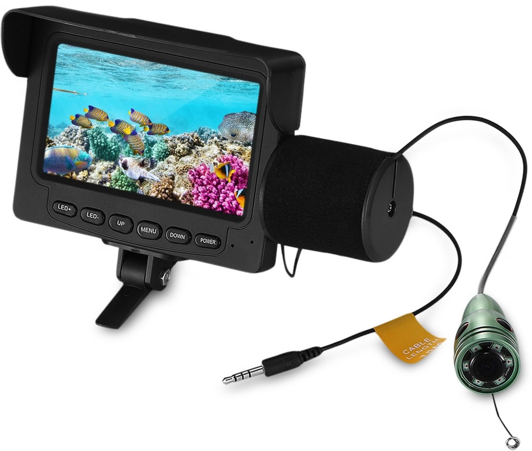 Подводная видеокамера для рыбалки, кабель 15 м, 1000TVL, экран, 10,9 см, черный фото