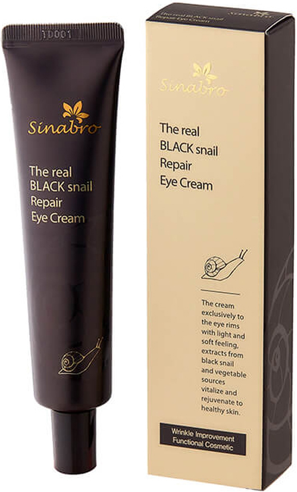 Sinabro "Real Black Snail" Крем для век, восстанавливающий, с муцином черной улитки, 45 г фото