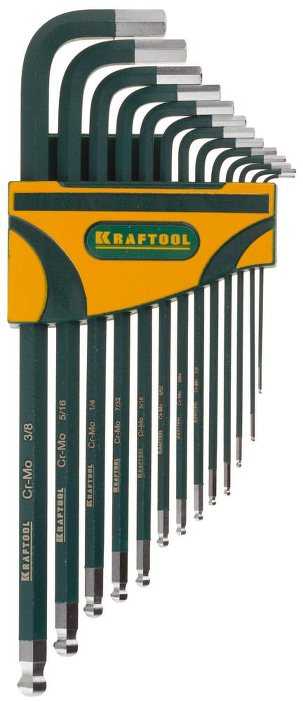 Набор ключей Kraftool 27444-H13 industrie длин. дюйм. cr-mo сталь(s2) sae hex0.05-3/8.13шт фото