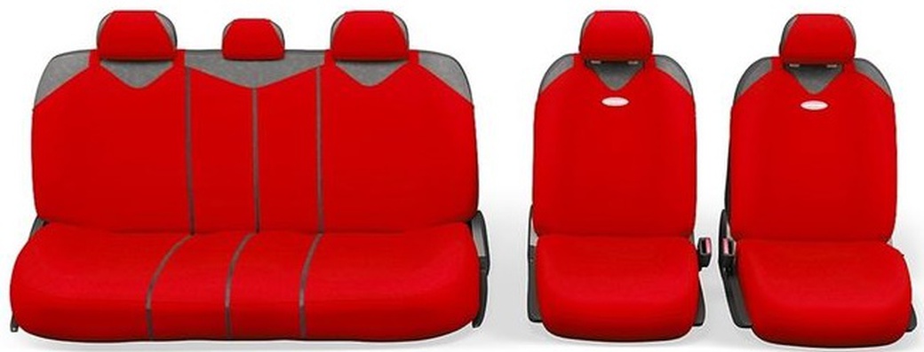 Авточехлы-майки AUTOPROFI R-1 SPORT PLUS Zippers, R-902PZ RD, закрытое сиденье, полиэстер, красный фото