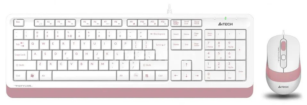 Клавиатура + мышь A4Tech Fstyler F1010, белый/розовый фото