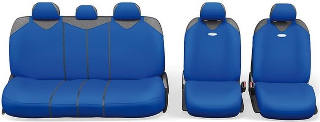 Авточехлы-майки AUTOPROFI R-1 SPORT PLUS Zippers, R-902PZ BL, закрытое сиденье, полиэстер, синий фото