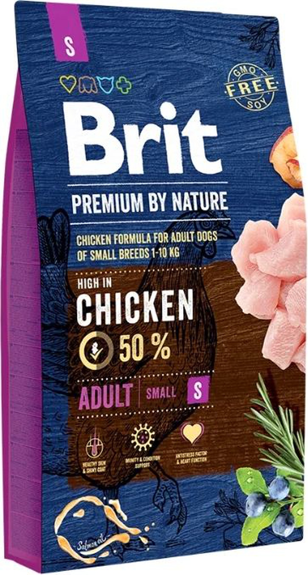 Корм для собак мелких пород Brit Premium by Nature Adult S, курица, 8 кг фото