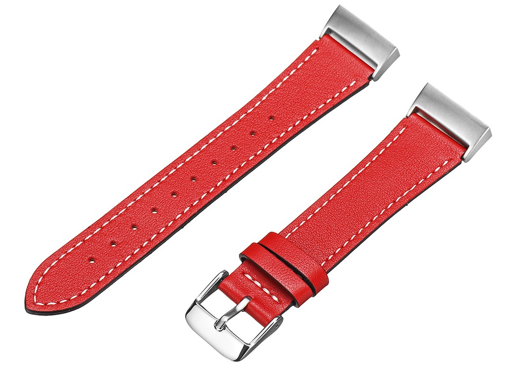 Ремешок для браслета Fitbit Charge 3, кожаный, красный фото