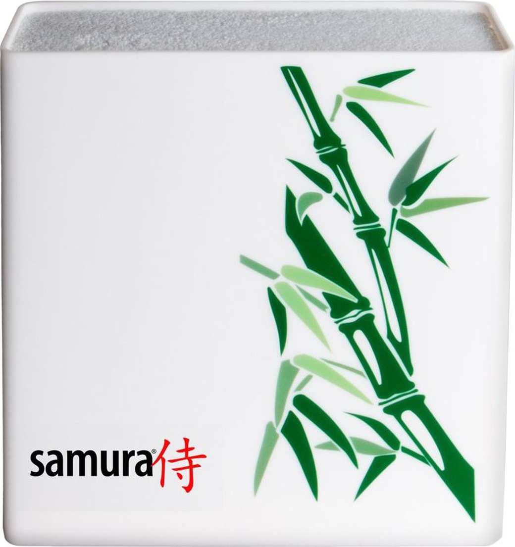 Подставка универсальная для ножей Samura KBH-101BW/K, 230x225x82мм, пластик (белая, зеленый бамбук) фото