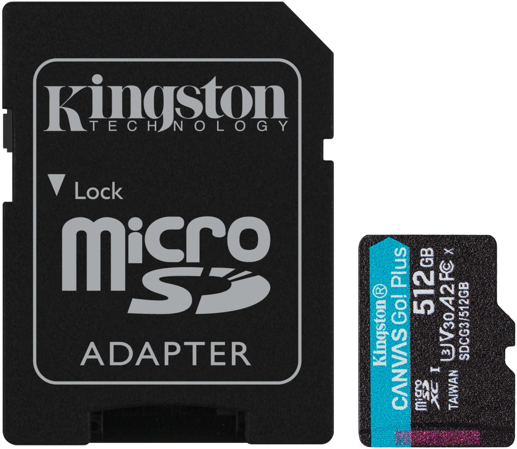 Карта памяти Kingston microSDXC Canvas Go Plus Class 10 UHS-I U3 (170/90MB/s) 512GB + ADP фото